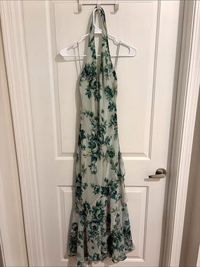 Marshalls Floral Maxi Dress in Green & White Size Medium NWT